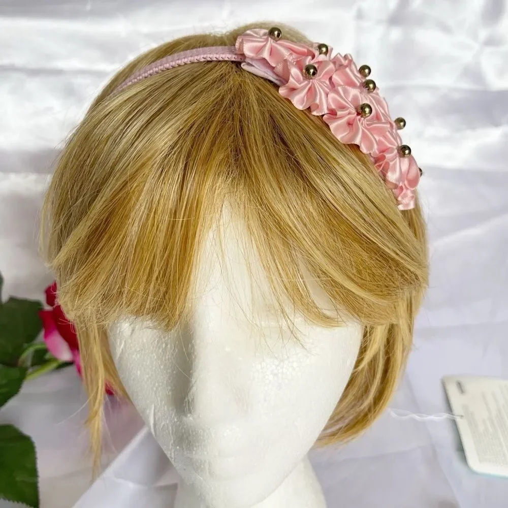 New Girls Pink Hairband head bands embellished handmade - Picture 6 of 16